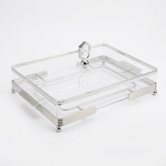 Acrylic & Metal Rectangular Serving Platter Large